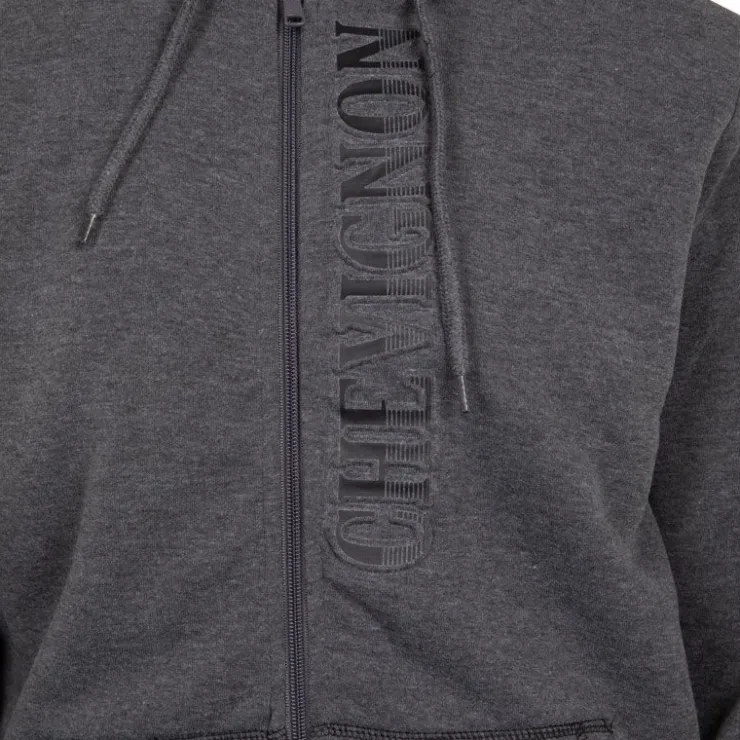 CHEVIGNON Sweat zippé à capuche fourrée surpiqures colorées Homme GRIS FONCE