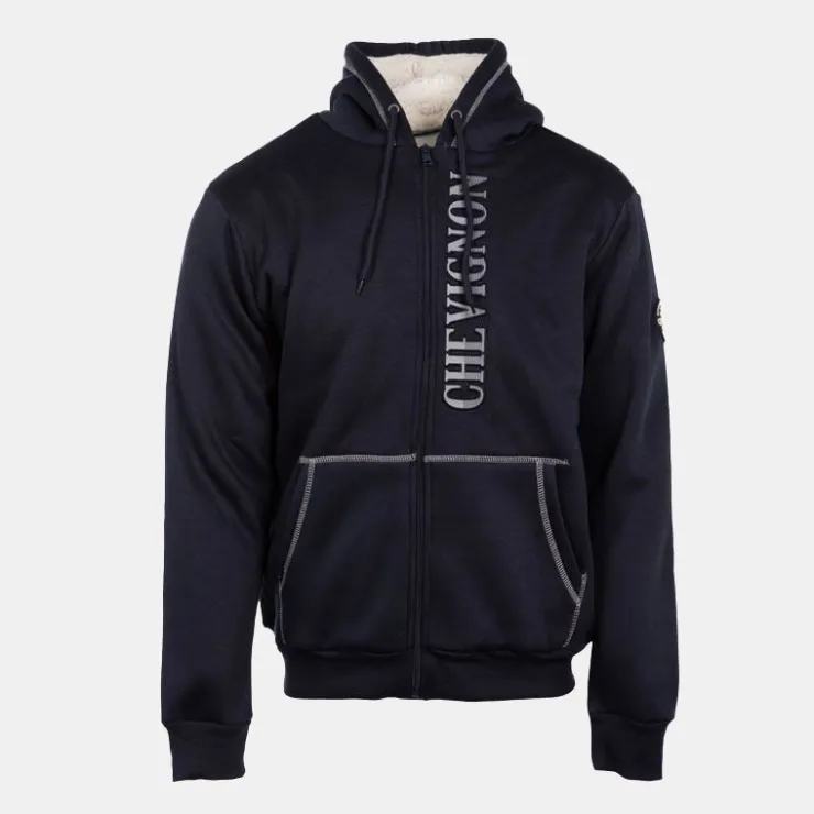 CHEVIGNON Sweat zippé à capuche fourrée surpiqures colorées Homme BLEU FONCE Online