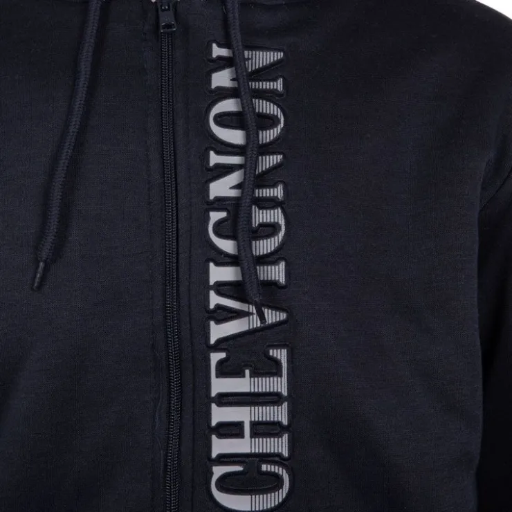 CHEVIGNON Sweat zippé à capuche fourrée surpiqures colorées Homme BLEU FONCE Online