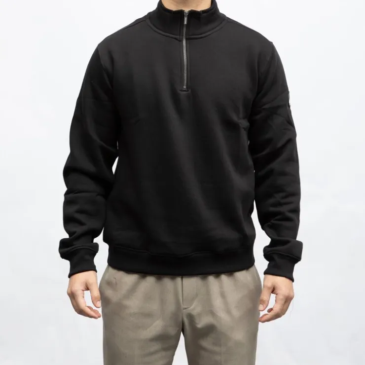 DEELUXE 74 Sweat zippé col montant basique NOIR Best