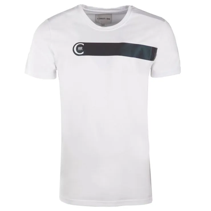 CERRUTI T shirt coton saint michelavec logo Homme BLANC Clearance