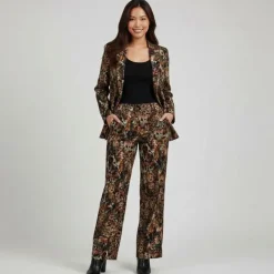 IMPERIAL Tailleur imprimé animal doublure chocolat Femme MARRON New