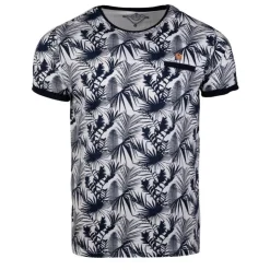 BLAGGIO Tee shirt à fleurs tropicales mogador Homme BLEU FONCE Discount