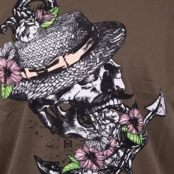 BLAGGIO Tee shirt à motif tete de mort mika Homme KAKI Discount