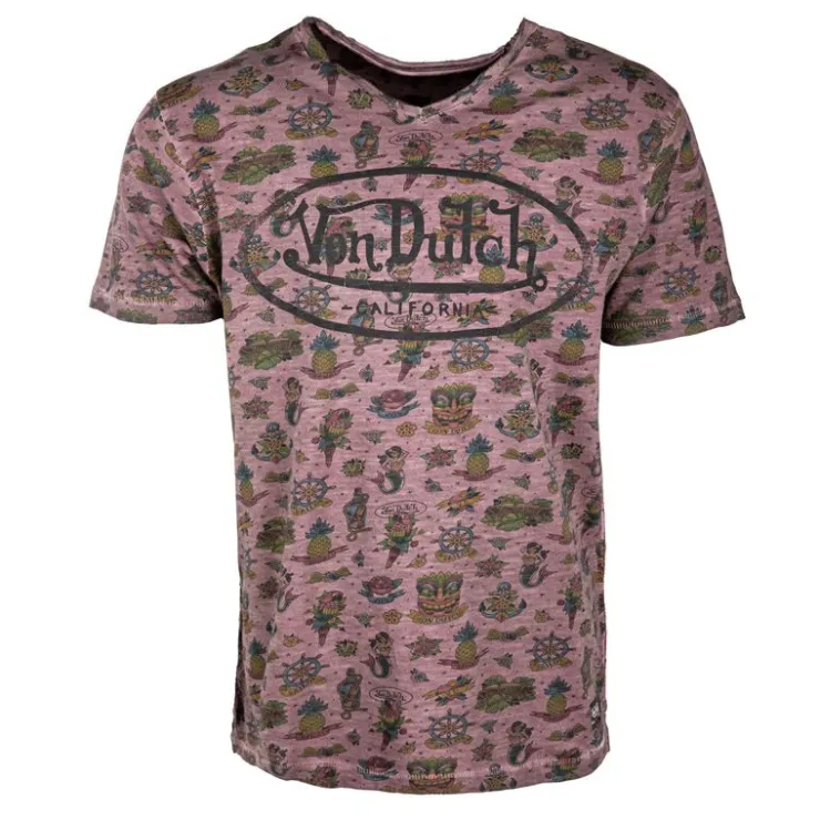 VON DUTCH Tee shirt allover logo poitrine Homme VIOLET Clearance