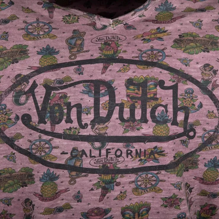 VON DUTCH Tee shirt allover logo poitrine Homme VIOLET Clearance