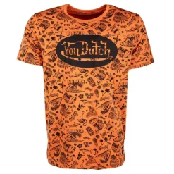 VON DUTCH Tee shirt allover logo poitrine Homme ORANGE Best