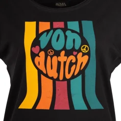 VON DUTCH Tee shirt ample logo poitrine Femme NOIR Clearance