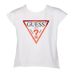 GUESS Tee shirt avec grand logo rouge col rond Enfant BLANC