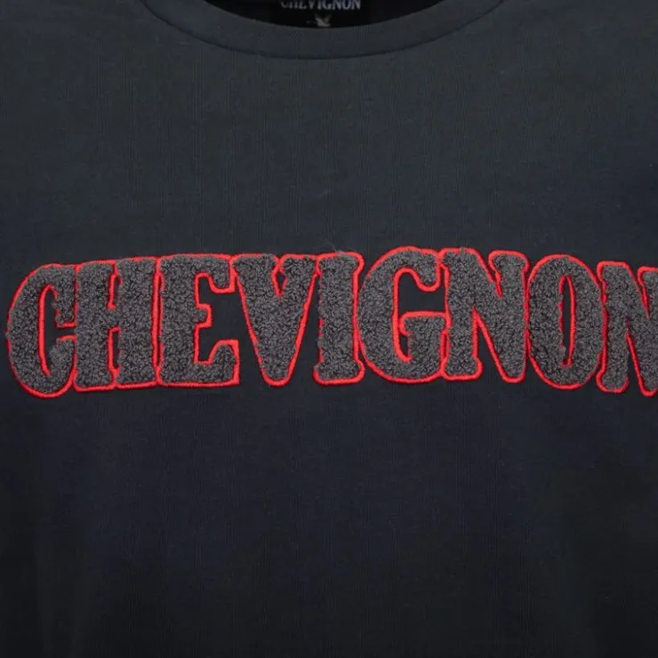 CHEVIGNON Tee shirt avec logo fausse fourrure Homme NOIR Discount