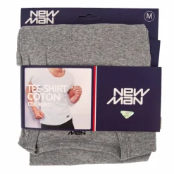 NEW MAN Tee shirt basique cintré coton Homme GRIS New