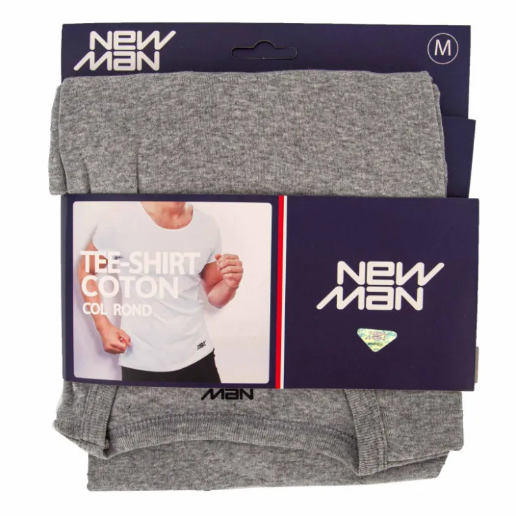 NEW MAN Tee shirt basique cintré coton Homme GRIS New