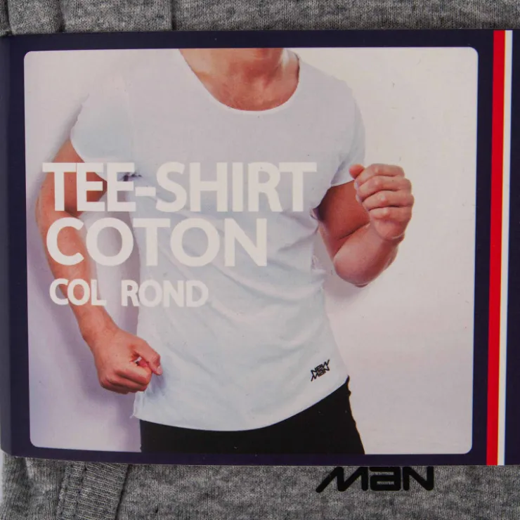 NEW MAN Tee shirt basique cintré coton Homme GRIS New