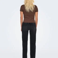 ONLY Tee shirt basique col rond coton bio Femme MARRON Best