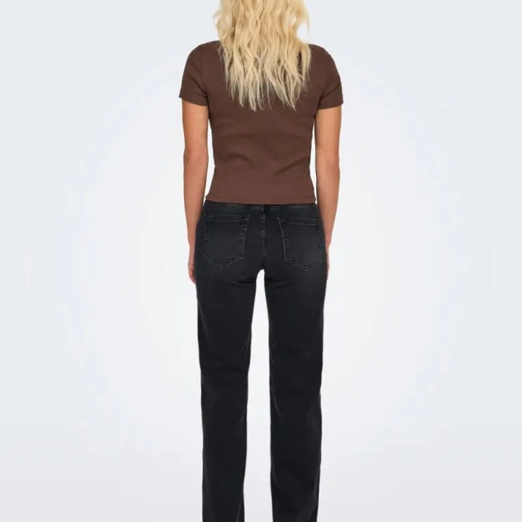 ONLY Tee shirt basique col rond coton bio Femme MARRON Best