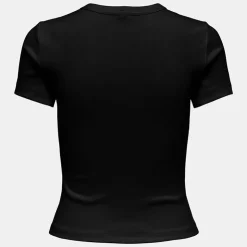 ONLY Tee shirt basique col rond coton bio Femme NOIR New