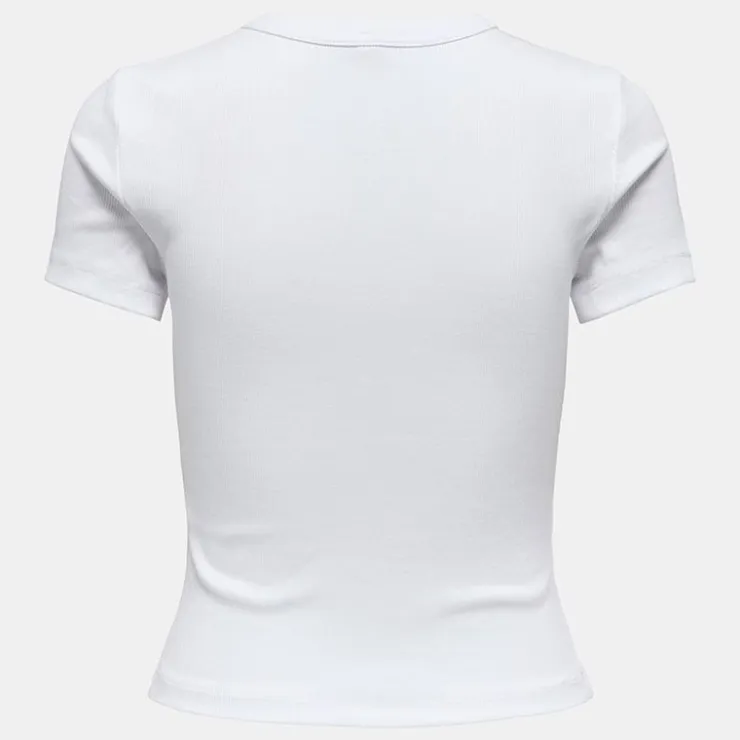 ONLY Tee shirt basique col rond coton bio Femme BLANC Sale