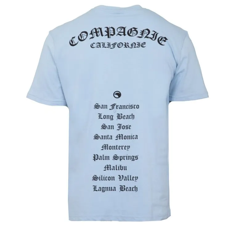 COMPAGNIE DE CALIFORNIE Tee shirt basique coton avec imprimé villes américaines Homme BLEU CLAIR Sale