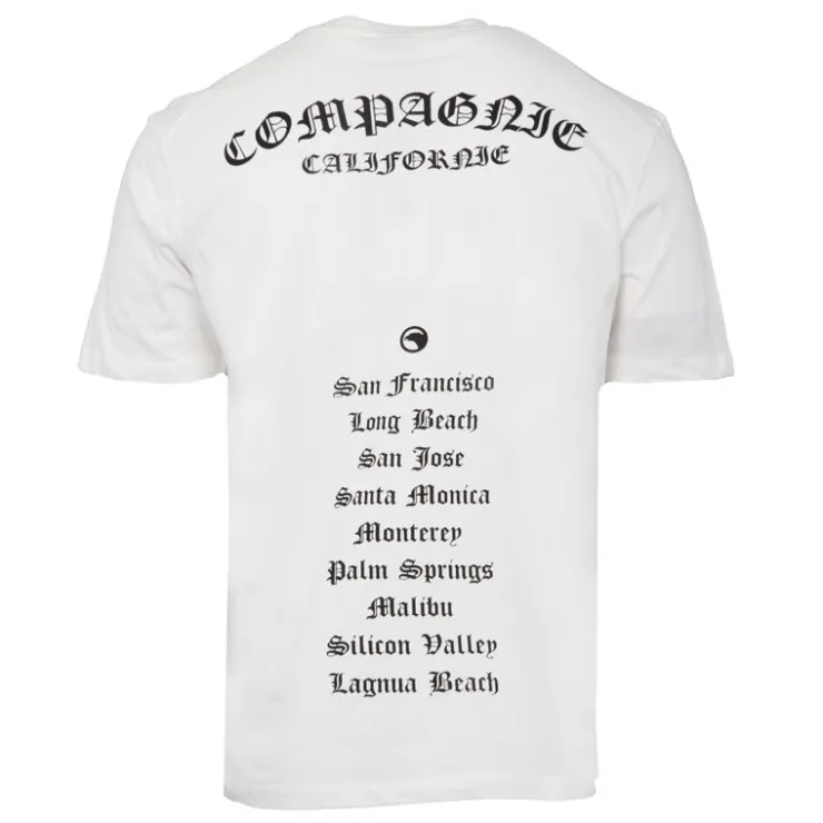 COMPAGNIE DE CALIFORNIE Tee shirt basique coton avec imprimé villes américaines Homme BLANC ECRU Discount
