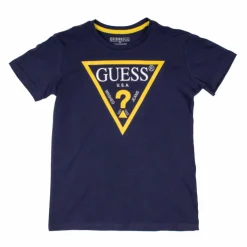 GUESS Tee shirt basique coton col rond avec logo Enfant BLEU FONCE Clearance