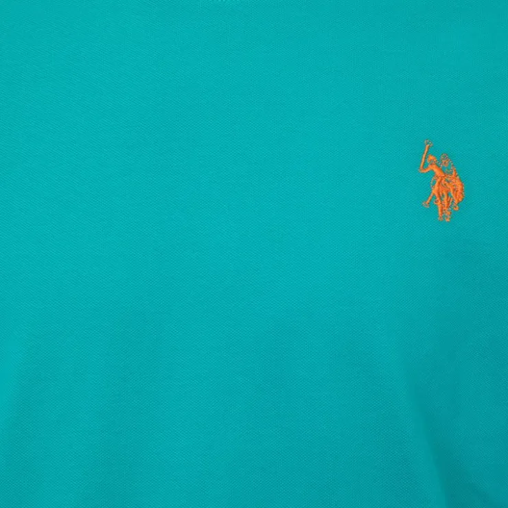 US POLO Tee shirt basique doux coton logo brodé Homme VERT Outlet