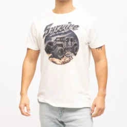 DEELUXE 74 Tee shirt basique imprimé 4x4 survive Homme BLANC ECRU Clearance