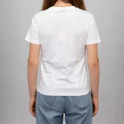 ELLESSE Tee shirt basique logo poitrine couleur unie Femme BLANC New