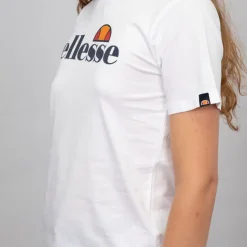 ELLESSE Tee shirt basique logo poitrine couleur unie Femme BLANC New