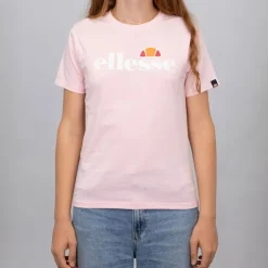 ELLESSE Tee shirt basique logo poitrine couleur unie Femme ROSE CLAIR Clearance