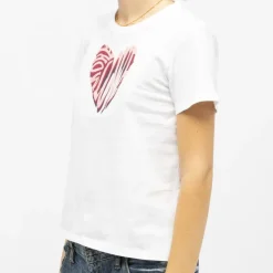 LA PETITE ETOILE Tee shirt coeur relief imprimé Love Femme BLANC Hot