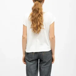 DEELUXE 74 Tee shirt col v Luck brodé coloré Femme BLANC Sale