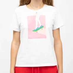 LA PETITE ETOILE Tee shirt skateboard imprimé graphique tess Femme BLANC Outlet