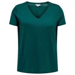 ONLY CARMAKOMA Tee shirt Bonnie col V regular fit Femme VERT FONCE Clearance