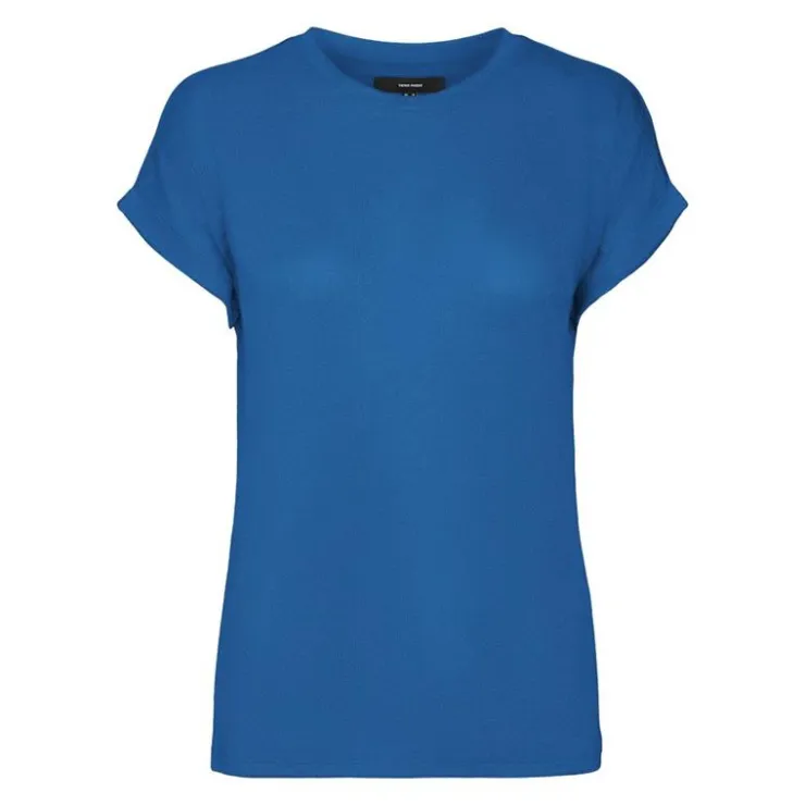 VERO MODA Tee shirt Brianna daphné col rond en maille Femme BLEU ROI Online