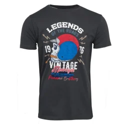 PANAME BROTHERS Tee shirt casque moto coton squelette Homme GRIS FONCE Hot