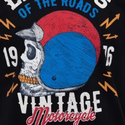 PANAME BROTHERS Tee shirt casque moto coton squelette Homme NOIR Discount