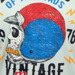 PANAME BROTHERS Tee shirt casque moto coton squelette Homme VERT CLAIR