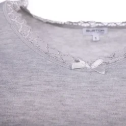 BURTON OF LONDON Tee shirt chaud à dentelle col V ysia Femme GRIS Best