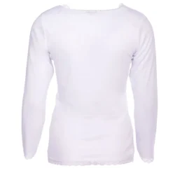 BURTON OF LONDON Tee shirt chaud à dentelle col V ysia Femme BLANC