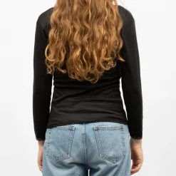 RODIER Tee shirt chaud col V à dentelle kalou Femme NOIR