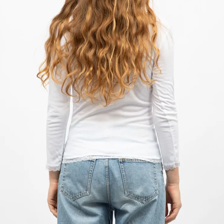 RODIER Tee shirt chaud col V à dentelle kalou Femme BLANC Sale