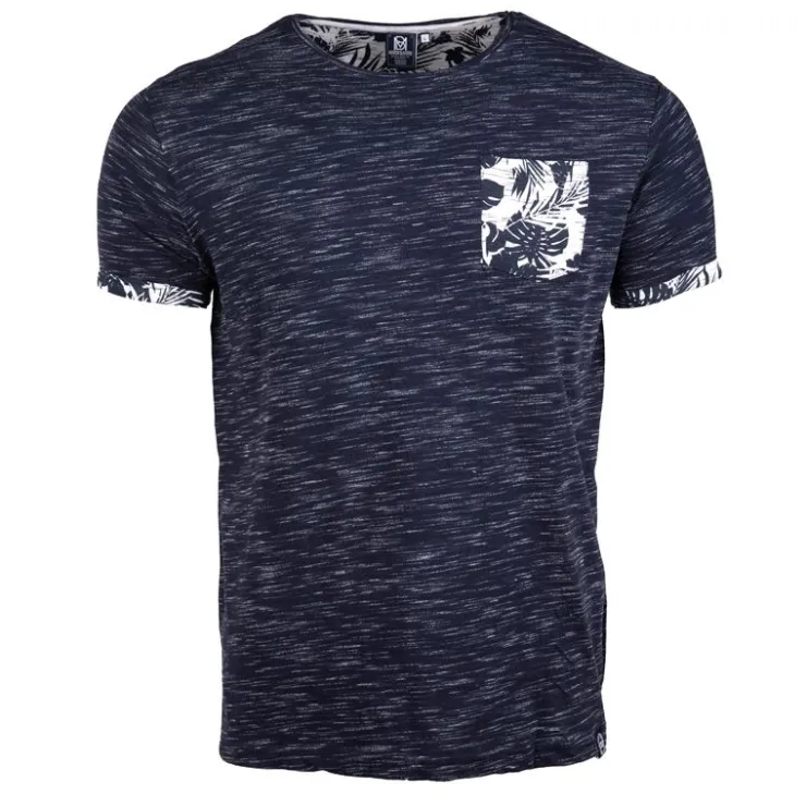BLAGGIO Tee shirt chiné monzac avec poche Homme BLEU FONCE