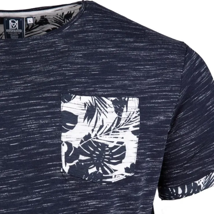 BLAGGIO Tee shirt chiné monzac avec poche Homme BLEU FONCE