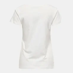 JDY Tee shirt cloud dancer paris coton à sequins noirs Femme BLANC Best