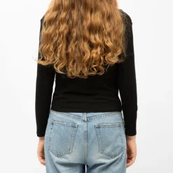 BURTON OF LONDON Tee shirt col bateau aliona avec zip noeud brodé Femme NOIR Discount