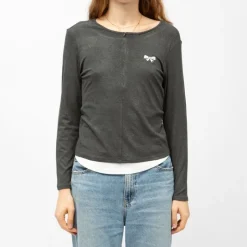 BURTON OF LONDON Tee shirt col bateau aliona avec zip noeud brodé Femme GRIS FONCE Outlet