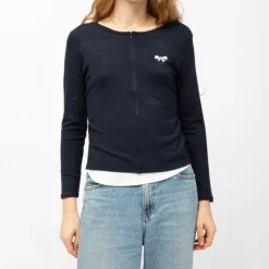 BURTON OF LONDON Tee shirt col bateau aliona avec zip noeud brodé Femme BLEU FONCE Outlet