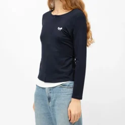 BURTON OF LONDON Tee shirt col bateau aliona avec zip noeud brodé Femme BLEU FONCE Outlet