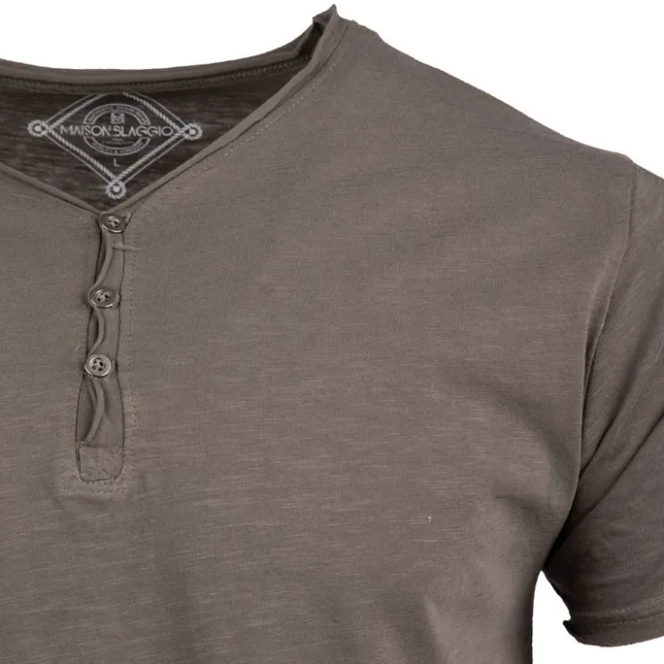 BLAGGIO Tee shirt col boutonné mattew Homme KAKI