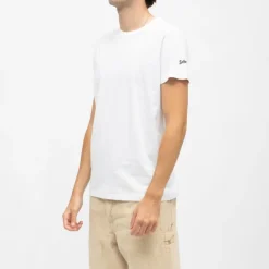 SCHOTT Tee shirt col rond coton manches courtes Homme BLANC Discount